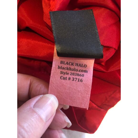 Red Drape Dress Size 2 Gretchen Cowl Neck Black Halo Sheath Classic Sophisticate - Picture 9 of 10